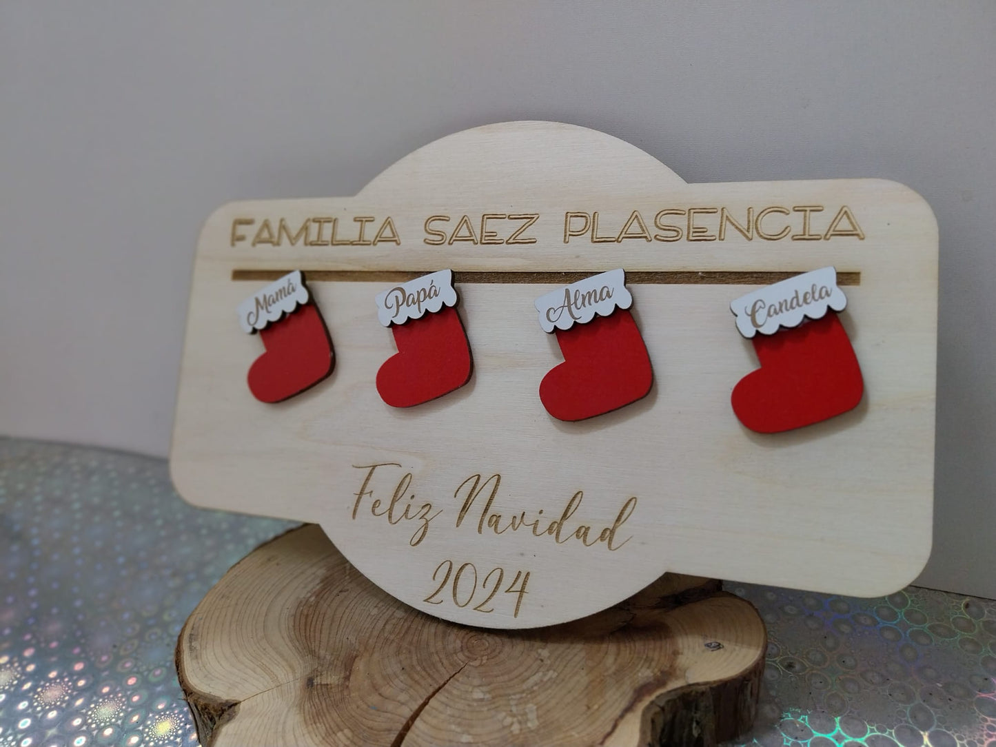 Placa puerta botas navideñas